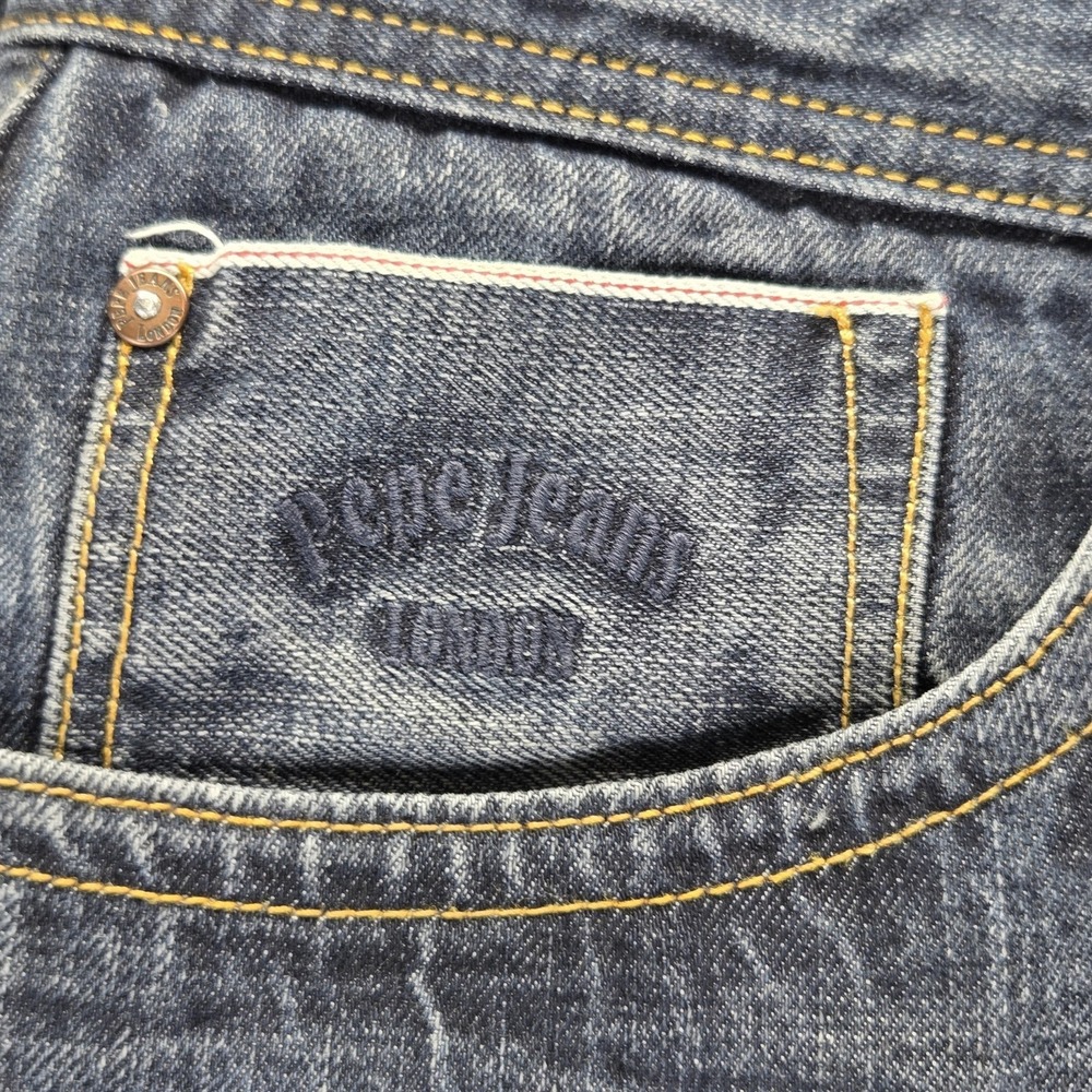 Selvedge Jeans Mens 33x34 Blue Pepe Crunch DLX Button Fly Regular Straight - Picture 14 of 16